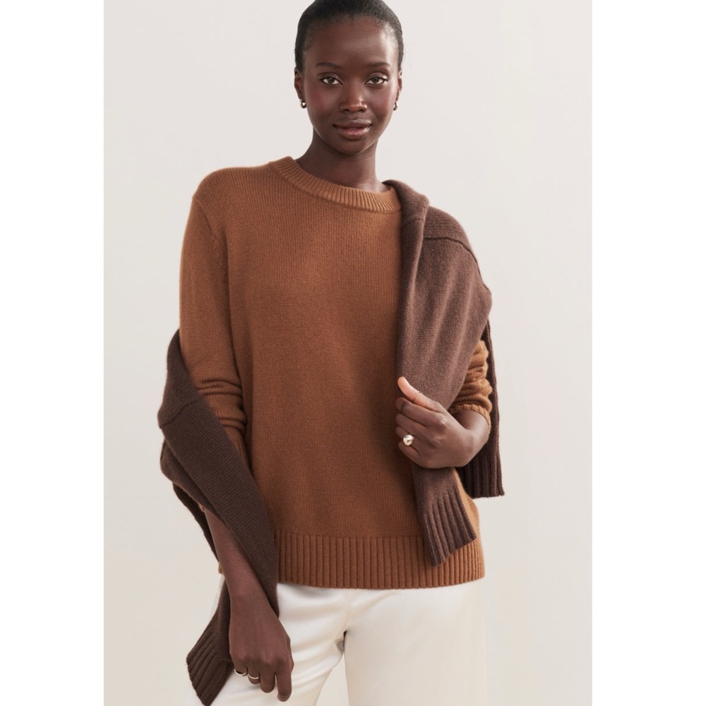 Rachel Zoe Cashmere Brown Crew Neck Sweater - Size M